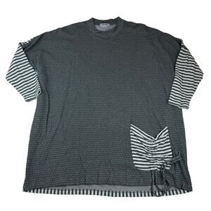 Iridium Mixed Pattern Oversized 3/4 Sleeve Tee